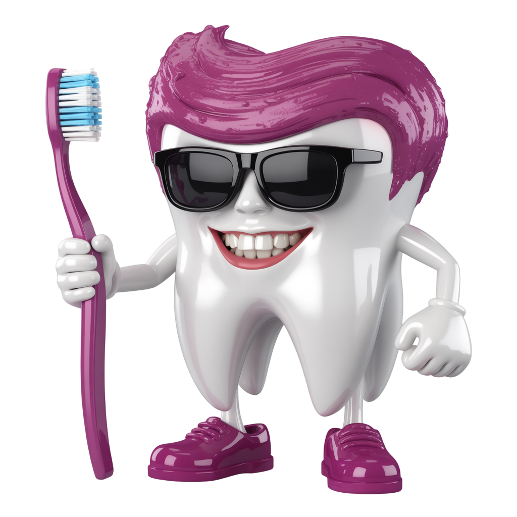 Muela animada con cepillo